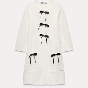 Zara Cream Dress with Black Accents